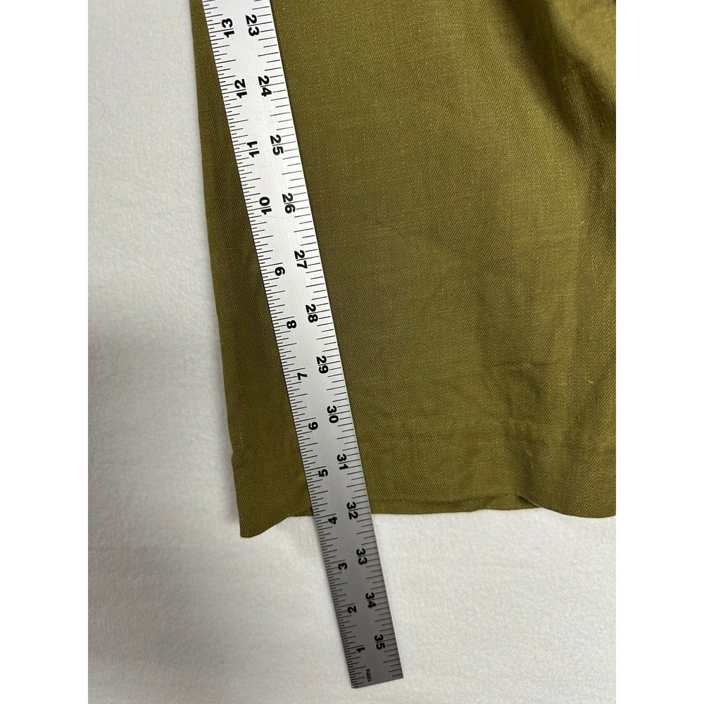 Cabi Linen Blend Sailor Flare Leg Trousers Size 2 Olive Green Beachy Vacay Chic - Picture 8 of 13